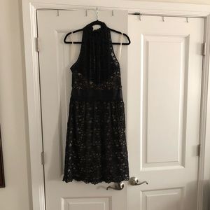 Black lace sleeveless cocktail dress